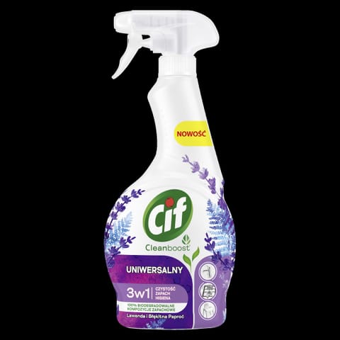 ⁨CIF Cleanboost 3W1 Uniwersalny spray do czyszczenia Lawenda i Błękitna Paproć 500 ml⁩ w sklepie Wasserman.eu