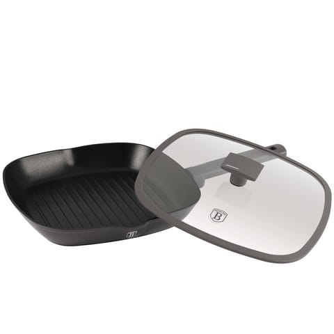 ⁨PATELNIA GRILLOWA TYTANOWA Z POKRYWĄ 28cm BERLINGER HAUS BH-8127 ANTRACIT⁩ w sklepie Wasserman.eu