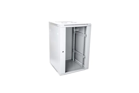 ⁨Wall-mounted network cabinet 19" 21U rack 600x600, door glass, gray, unfolded, not folded, 60kg⁩ at Wasserman.eu