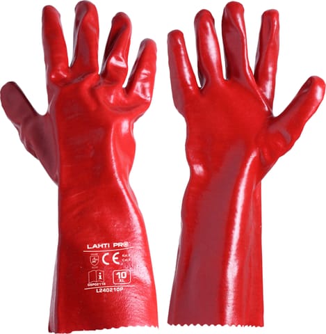 ⁨GLOVES PVC LONG RED L240210P, 12 PAIRS, "10", CE, LAHTI⁩ at Wasserman.eu