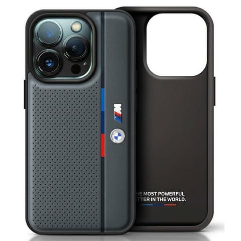 ⁨BMW BMHCP16S23PUPVA iPhone 16 6.1" antracyt/anthracite hardcase M Perforated Tricolor Detail Line⁩ w sklepie Wasserman.eu