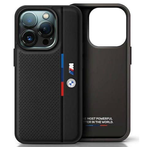 ⁨BMW BMHCP16S23PUPVK iPhone 16 6.1" czarny/black hardcase M Perforated Tricolor Detail Line⁩ w sklepie Wasserman.eu