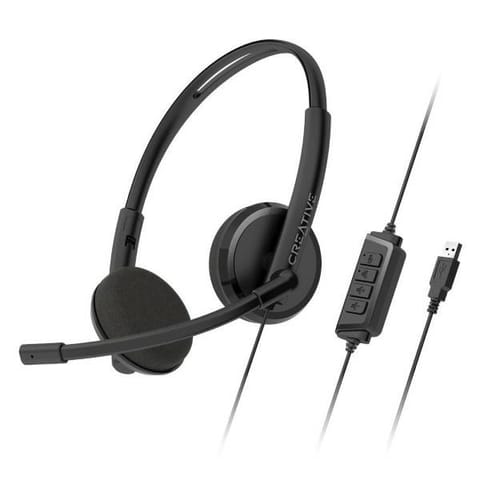 ⁨Creative Słuchawki przewodowe            z mikrofonem HS-220 czarny/black USB⁩ w sklepie Wasserman.eu