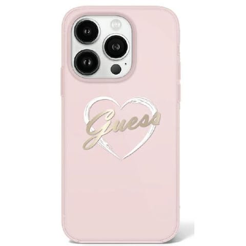 ⁨Guess GUHCP16LHCHGSPP iPhone 16 Pro 6.3" różowy/pink hardcase IML Heart⁩ w sklepie Wasserman.eu