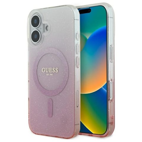 ⁨Guess GUHMP16MHGRCELP iPhone 16 Plus 6.7" różowy/pink hardcase IML Glitter Gradient MagSafe⁩ w sklepie Wasserman.eu