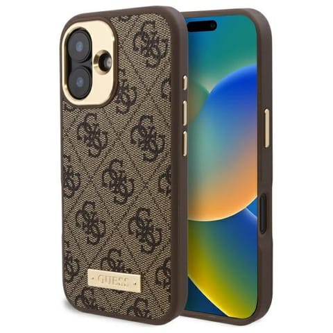 ⁨GuessGUHMP16MU4GPRW iPhone 16 Plus 6.7" brązowy/brown hardcase 4G Logo Plate MagSafe⁩ w sklepie Wasserman.eu