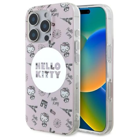 ⁨Hello Kitty HKHMP16LHAOPP iPhone 16 Pro 6,3" różowy/pink hardcase IML All Over Paris Magsafe⁩ w sklepie Wasserman.eu