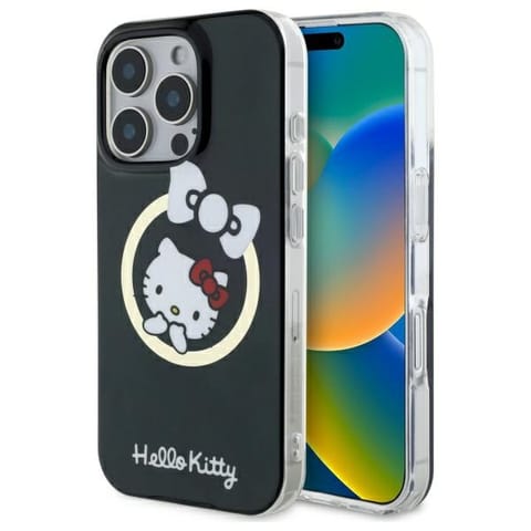 ⁨Hello Kitty HKHMP16LHFLBK iPhone 16 Pro 6,3" czarny/black hardcase IML Fun bow Magsafe⁩ w sklepie Wasserman.eu