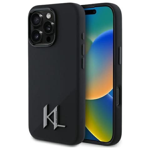 ⁨Karl Lagerfeld KLHMP16XSCMKMPCK iPhone 16 Pro Max 6.9" czarny/black hardcase Silicone Shadow Metal Initial MagSafe⁩ w sklepie Wasserman.eu