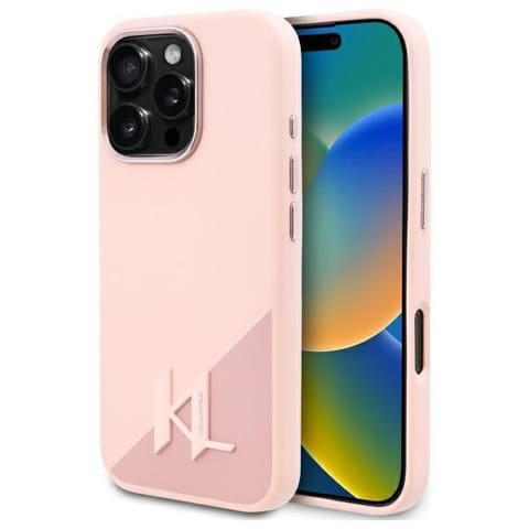 ⁨Karl Lagerfeld KLHMP16LSCMKMPCP iPhone 16 Pro 6.3" różowy/pink hardcase Silicone Shadow Metal Initial MagSafe⁩ w sklepie Wasserman.eu