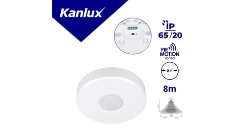 ⁨Czujnik ruchu PIR ZONA MINI WT-W 200VA 360st. IP65/20 IIkl. okrągły biały 37365⁩ w sklepie Wasserman.eu