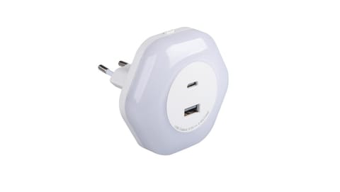 ⁨Lampka wtykowa BOLA LED 2xUSB WW W 15W 220-240AC 4lm 3000K barwa ciepła biały 37397⁩ w sklepie Wasserman.eu