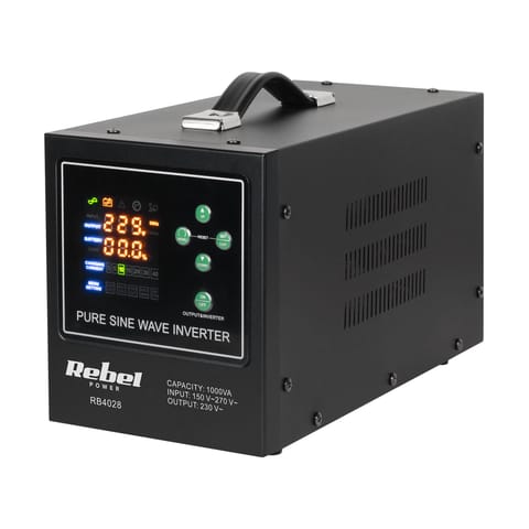 ⁨Rebel POWER-1000-LFP4 uninterruptible power supply - pure sine wave converter with charging function 12V 230V 1000VA/700W⁩ at Wasserman.eu