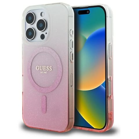 ⁨Guess GUHMP16LHGRCELP iPhone 16 Pro 6.3" różowy/pink hardcase IML Glitter Gradient MagSafe⁩ w sklepie Wasserman.eu