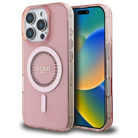 ⁨Guess GUHMP16XPFTDTEP iPhone 16 Pro Max 6.9" różowy/pink hardcase IML Rhinestones MagSafe⁩ w sklepie Wasserman.eu