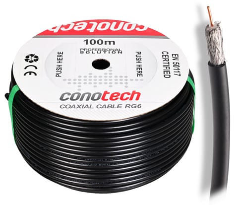 ⁨COAXIAL CABLE NS100 TRI GEL-FILLED BLACK - roll 100m⁩ at Wasserman.eu