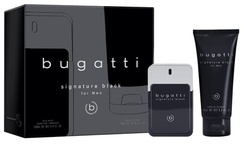 ⁨BUGATTI Zestaw prezentowy męski Signature Black (woda toaletowa 100ml + żel pod prysznic 200ml)⁩ w sklepie Wasserman.eu