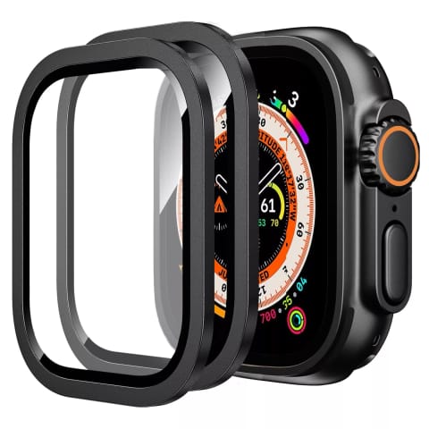 ⁨2x Szkło hartowane ramka do Apple Watch Ultra / Ultra 2 49mm na ekran Alogy Protector 9H Czarne⁩ w sklepie Wasserman.eu