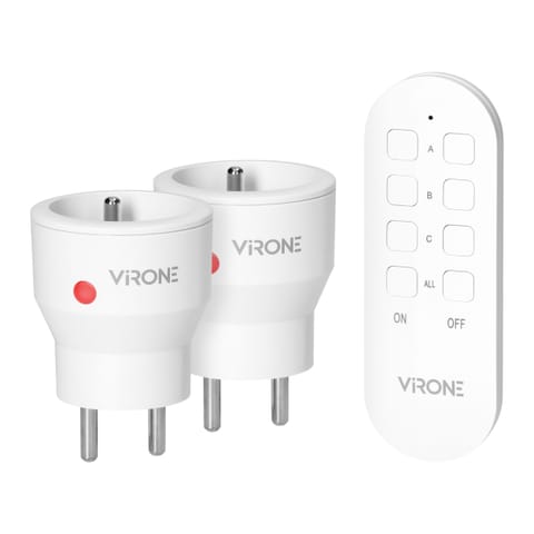 Zestaw bezprzewodowych gniazd MINI, sterowanych pilotem 2+1, 2300W w sklepie Wasserman.eu