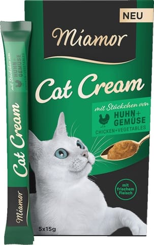 ⁨MIAMOR Cat Cream Chicken with vegetables - cat treats - 5x15g⁩ at Wasserman.eu