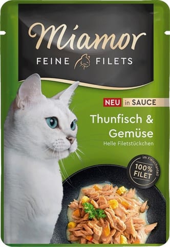 ⁨MIAMOR Fine Filets Tuna with vegetables in sauce  - wet cat food - 100g⁩ at Wasserman.eu