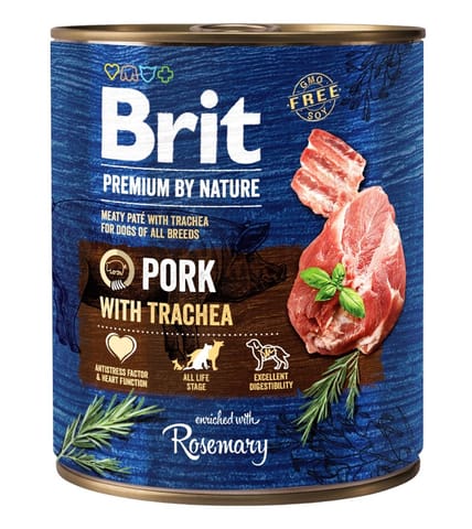 ⁨BRIT Premium by nature Pork with Trachea - wet dog food - 800g⁩ at Wasserman.eu