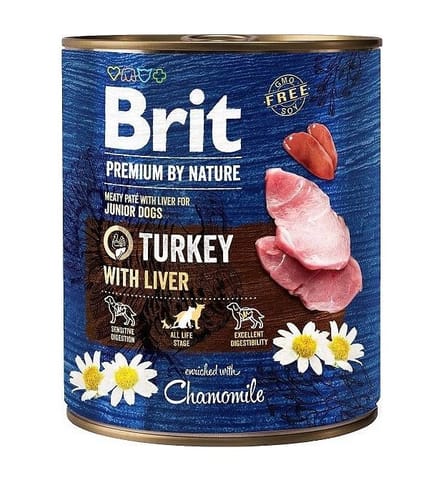 ⁨BRIT Premium by nature Junior Turkey with Liver - wet dog food - 800g⁩ at Wasserman.eu