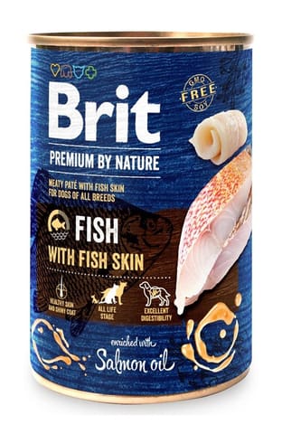 ⁨BRIT PREMIUM BY NATURE - FISH&FISH SKIN - mokra karma dla psa -400g⁩ w sklepie Wasserman.eu