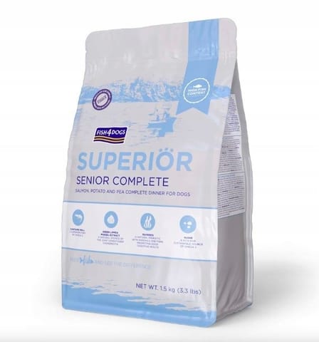 ⁨FISH4DOGS Superior Senior Complete Medium  Salmon - dry dog food - 1,5kg⁩ at Wasserman.eu