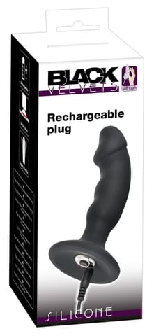 ⁨Korek analny silikonowy z wibracjami 14 cm Black Velvets⁩ w sklepie Wasserman.eu