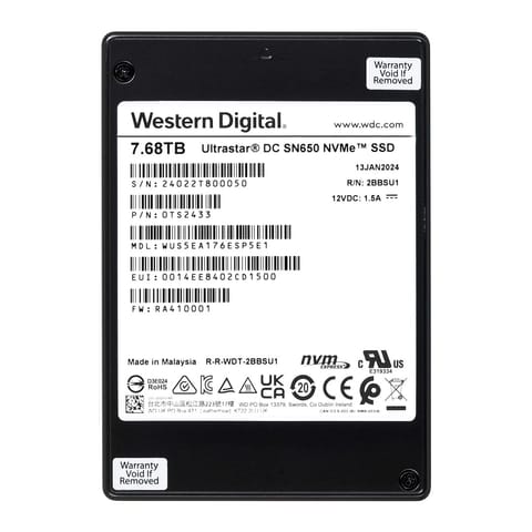 ⁨SSD Western Digital Ultrastar DC SN650 7.68TB U.3 NVMe PCIe 4.0 WUS5EA176ESP5E1 (1 DWPD) SE⁩ at Wasserman.eu