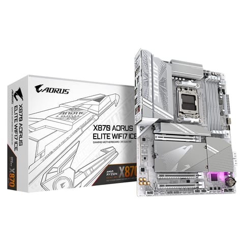 ⁨GIGABYTE X870 A ELITE WF7 ICE Motherboard - Supports AMD Ryzen 9000 CPUs, 16+2+2 Phases Digital VRM, up to 8000MHz DDR5 (OC), 4xPCIe 5.0 + 4xM.2,Wi-Fi 7, 2.5GbE LAN, USB 3.2 Gen 2x2⁩ at Wasserman.eu