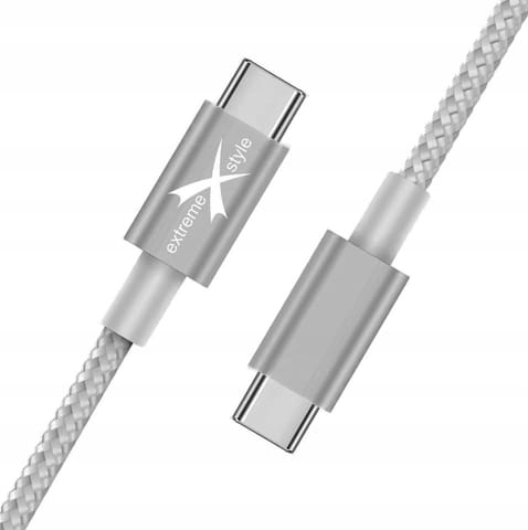 ⁨Kabel pleciony ze złączami USB typ-C 30cm silver⁩ w sklepie Wasserman.eu