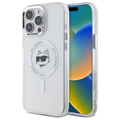 ⁨Karl Lagerfeld KLHMP16LHLSCHH iPhone 16 Pro 6.3" biały/white hardcase IML Metal Choupette Head MagSafe⁩ w sklepie Wasserman.eu