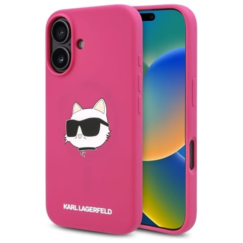 ⁨Karl Lagerfeld KLHMP16SSCHPPLF iPhone 16 6.1" fuksja/fuschia hardcase Silicone Choupette Head Print MagSafe⁩ w sklepie Wasserman.eu