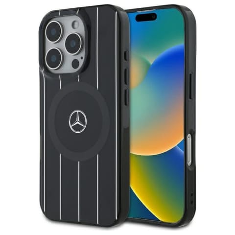 ⁨Mercedes MEHMP16L23HRSK iPhone 16 Pro  6.3" czarny/black hardcase MB Double Layer Crossed Lines MagSafe⁩ w sklepie Wasserman.eu