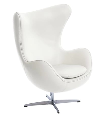 ⁨Fotel Jajo biała skóra 01 Premium (Kolor Biały)⁩ w sklepie Wasserman.eu