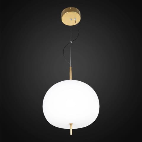 ⁨Złota lampa wisząca LED Apple P (Barwa światła delikatnie ciepła, Kolor biały opalowy, Możliwość ściemniania nie)⁩ w sklepie Wasserman.eu