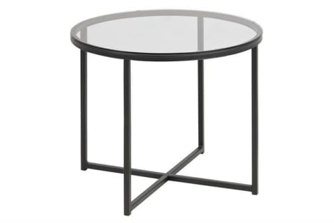 ⁨Round table Cross glass/black⁩ at Wasserman.eu