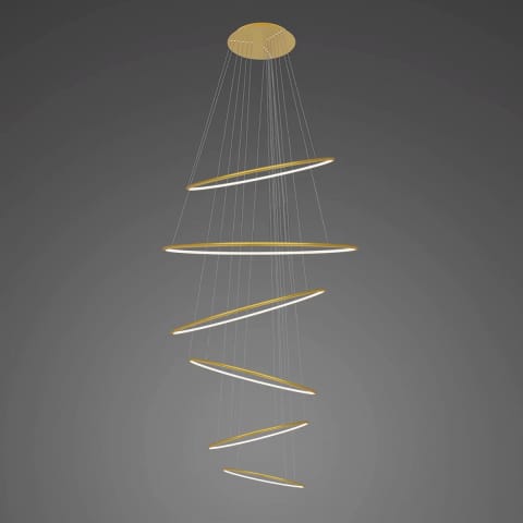 ⁨Lampa wisząca Ledowe okręgi No.6 złota 2700k  ściemnialna Altavola Design (Barwa światła delikatnie ciepła, Kierunek padania światła do wewnątrz, Kolor Złoty, Możliwość ściemniania tak)⁩ w sklepie Wasserman.eu