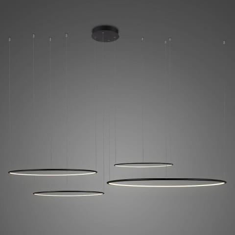 ⁨Lampa wisząca Ledowe Okręgi No.4 150cm 4k czarna (Barwa światła delikatnie ciepła, Kolor Czarny, Możliwość ściemniania tak)⁩ w sklepie Wasserman.eu