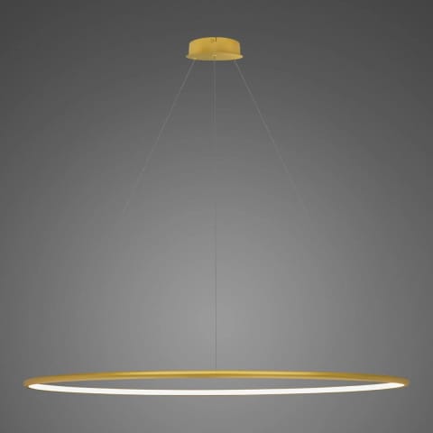 ⁨Lampa wisząca Ledowe Okręgi No.1 150cm 2700k złota ściemnialna (Barwa światła delikatnie ciepła, Kierunek padania światła do wewnątrz, Kolor Złoty, Możliwość ściemniania tak)⁩ w sklepie Wasserman.eu