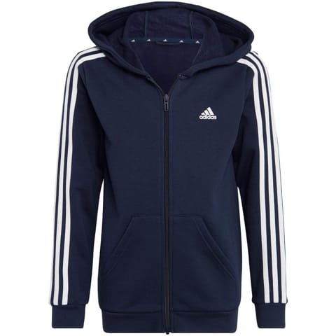 ⁨Bluza adidas Essentials 3-Stripes Fleece Full-Zip Hoodie Jr (kolor Granatowy, rozmiar 164cm)⁩ w sklepie Wasserman.eu