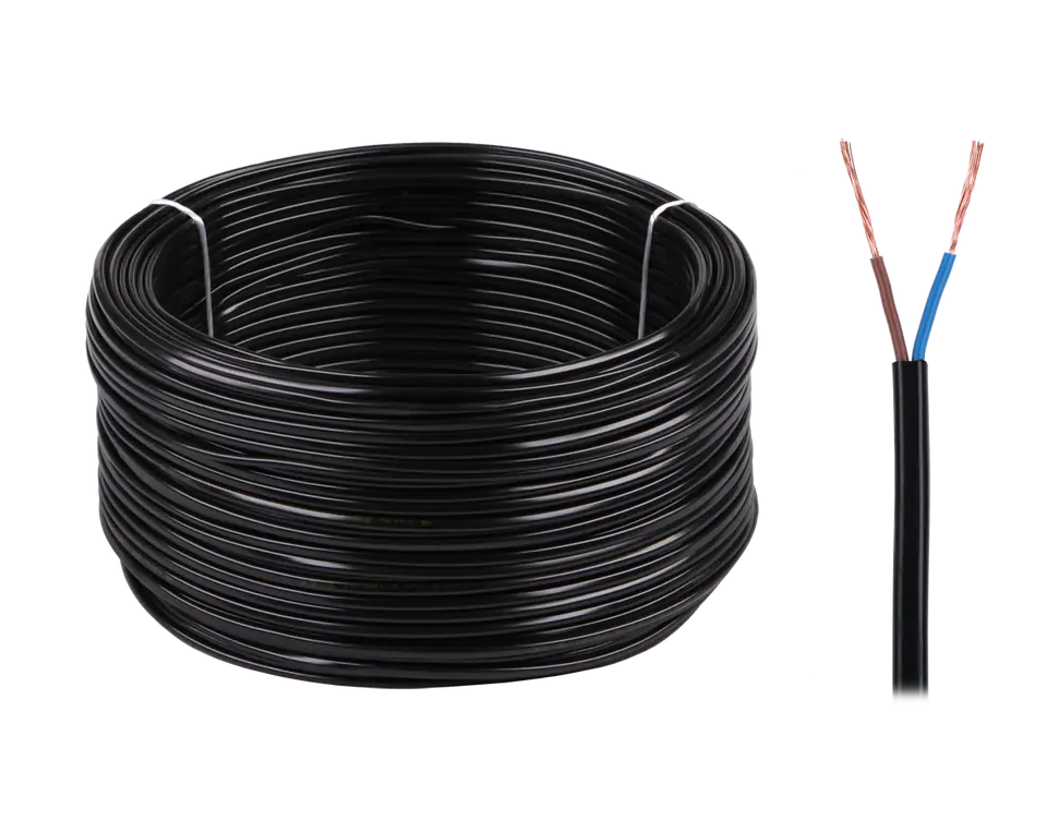 ⁨Kabel elektryczny OMYp 2x0,75 300/300V czarny⁩ w sklepie Wasserman.eu