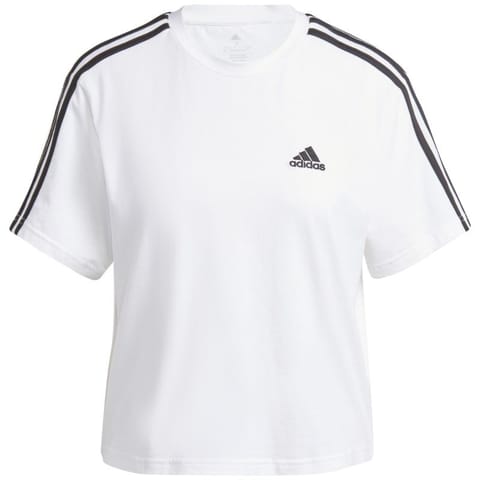 ⁨Koszulka adidas Essentials 3-Stripes Single Jersey Crop Top W (kolor Biały, rozmiar XL)⁩ w sklepie Wasserman.eu