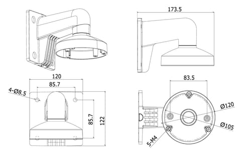⁨Wall bracket Hikvision DS-1272ZJ-120 Black⁩ at Wasserman.eu