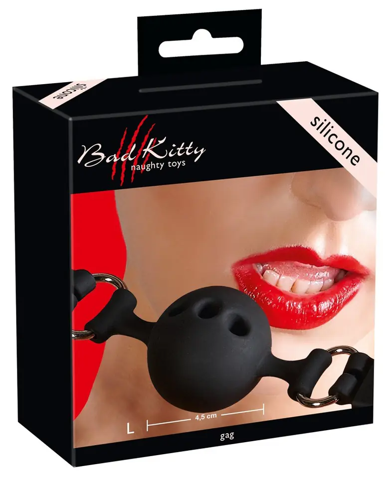 ⁨Black silicone gag ball Bad Kitty Wed. 4,5cm⁩ at Wasserman.eu