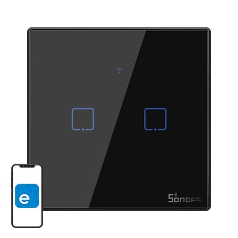 ⁨Touch Light Switch WiFi + RF 433 Sonoff T3 EU TX (2-channel)⁩ at Wasserman.eu