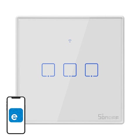 ⁨WiFi + RF Touch Light Switch 433 Sonoff T2 EU TX (3-channel)⁩ at Wasserman.eu