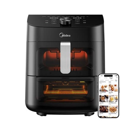 ⁨Midea Two Zone Airfryer | MAD1100DADK | Power 1850 W | Capacity 4.4/6.4 L | Rapid Air technology | Black⁩ at Wasserman.eu